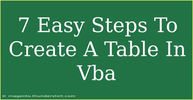 7 Easy Steps To Create A Table In Vba