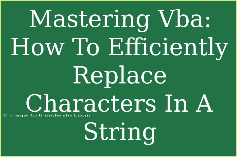 Mastering Vba: How To Efficiently Replace Characters In A String