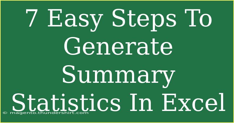 7 Easy Steps To Generate Summary Statistics In Excel