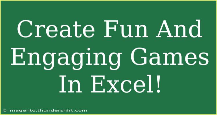 Create Fun And Engaging Games In Excel!