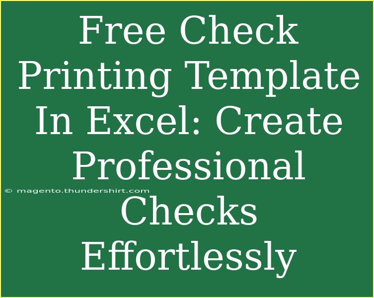 Free Check Printing Template In Excel: Create Professional Checks Effortlessly