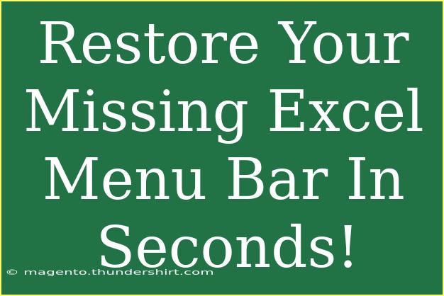 Restore Your Missing Excel Menu Bar In Seconds!