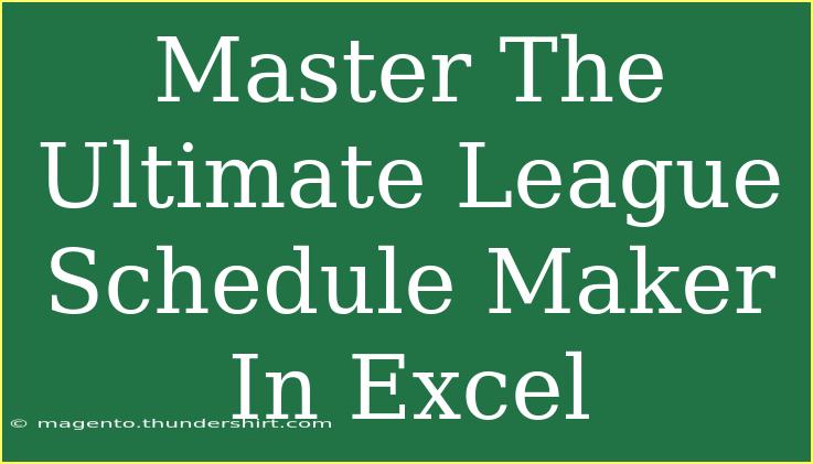 Master The Ultimate League Schedule Maker In Excel