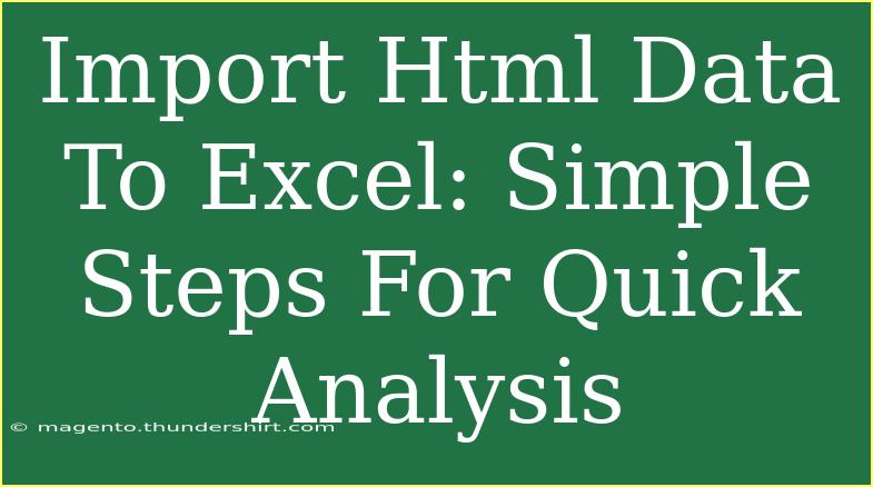 Import Html Data To Excel: Simple Steps For Quick Analysis