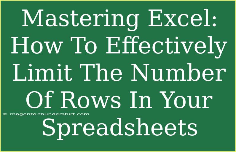 Mastering Excel: How To Effectively Limit The Number Of Rows In Your Spreadsheets