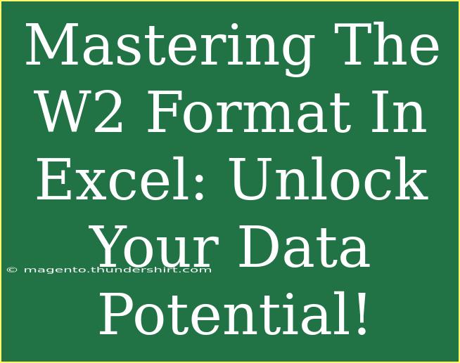 Mastering The W2 Format In Excel: Unlock Your Data Potential!