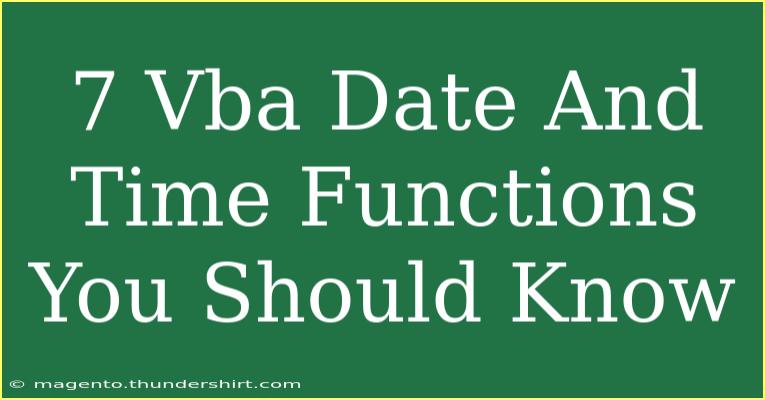 7 Vba Date And Time Functions You Should Know