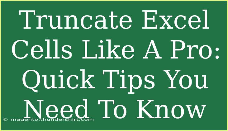 Truncate Excel Cells Like A Pro: Quick Tips You Need To Know