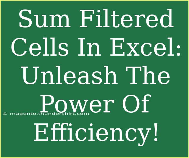 Sum Filtered Cells In Excel: Unleash The Power Of Efficiency!