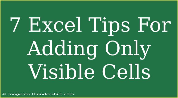 7 Excel Tips For Adding Only Visible Cells