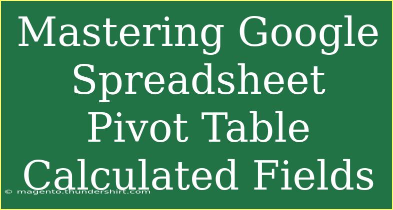 Mastering Google Spreadsheet Pivot Table Calculated Fields