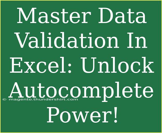 Master Data Validation In Excel: Unlock Autocomplete Power!