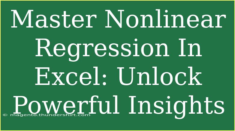 Master Nonlinear Regression In Excel: Unlock Powerful Insights