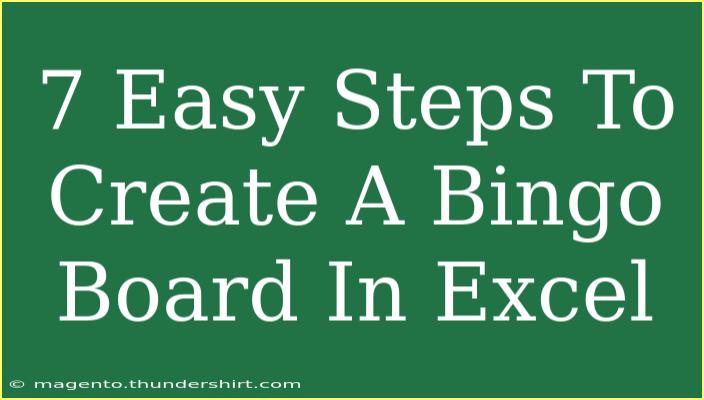 7 Easy Steps To Create A Bingo Board In Excel