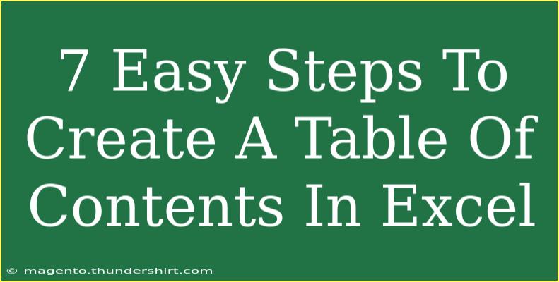 7 Easy Steps To Create A Table Of Contents In Excel