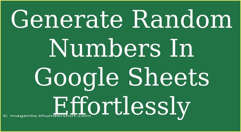 Generate Random Numbers In Google Sheets Effortlessly