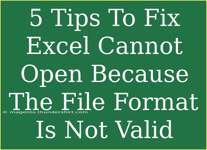 5 Tips To Fix Excel Cannot Open Because The File Format Is Not Valid