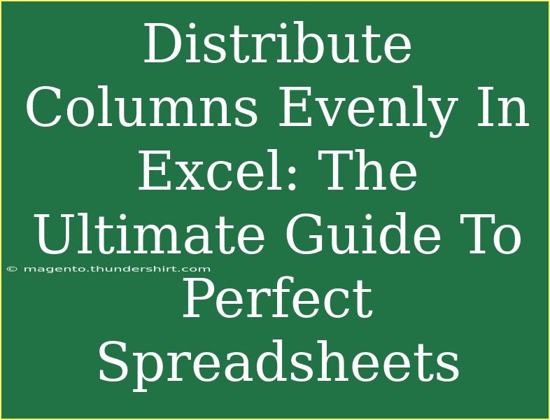 Distribute Columns Evenly In Excel: The Ultimate Guide To Perfect Spreadsheets