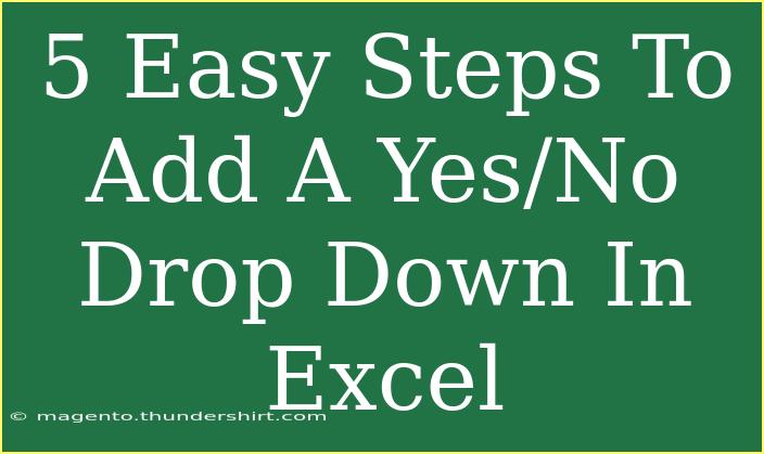 5 Easy Steps To Add A Yes/No Drop Down In Excel