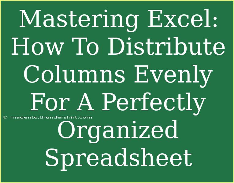 Mastering Excel: How To Distribute Columns Evenly For A Perfectly Organized Spreadsheet