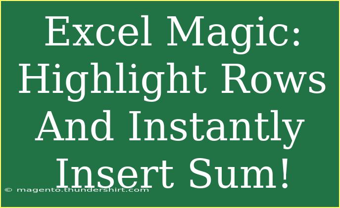 Excel Magic: Highlight Rows And Instantly Insert Sum!