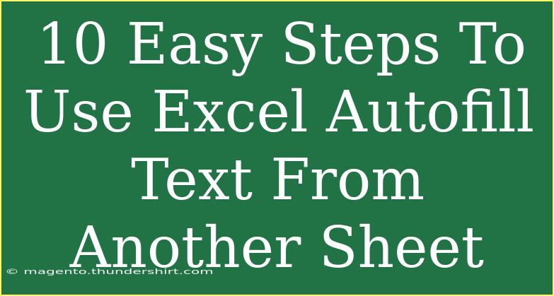 10 Easy Steps To Use Excel Autofill Text From Another Sheet