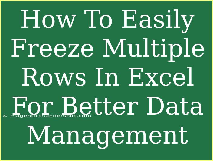 How To Easily Freeze Multiple Rows In Excel For Better Data Management