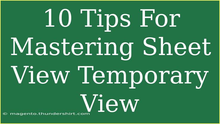 10 Tips For Mastering Sheet View Temporary View