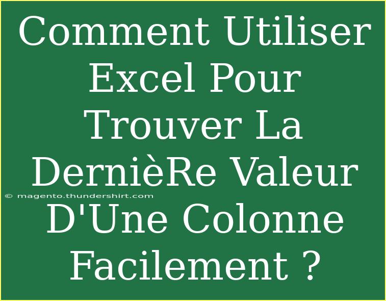 Comment Utiliser Excel Pour Trouver La DernièRe Valeur D'Une Colonne Facilement ?