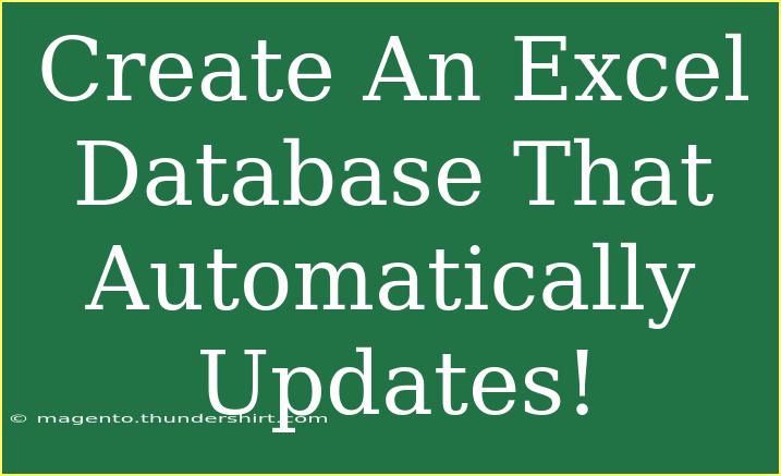 Create An Excel Database That Automatically Updates!