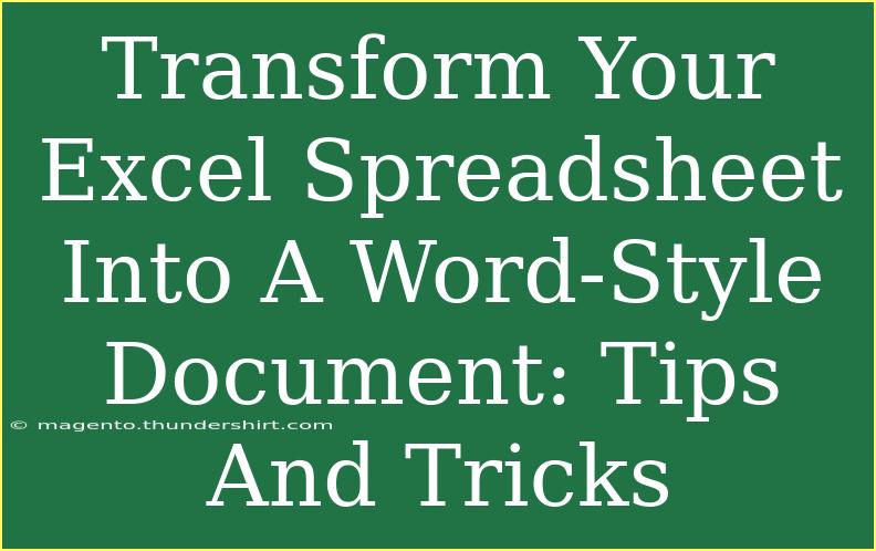 Transform Your Excel Spreadsheet Into A Word-Style Document: Tips And Tricks