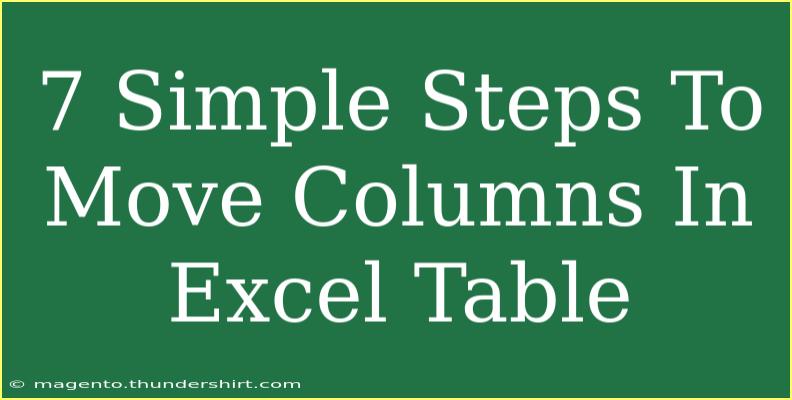 7 Simple Steps To Move Columns In Excel Table