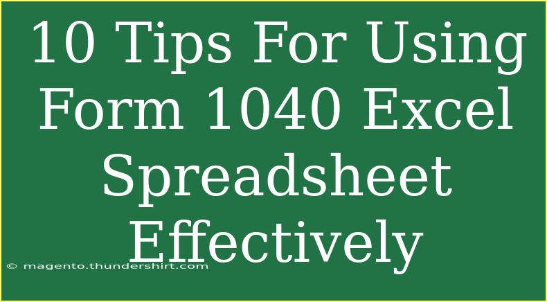 10 Tips For Using Form 1040 Excel Spreadsheet Effectively