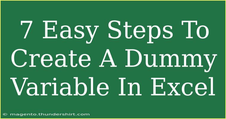 7 Easy Steps To Create A Dummy Variable In Excel