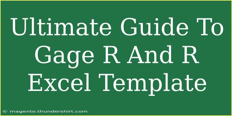 Ultimate Guide To Gage R And R Excel Template