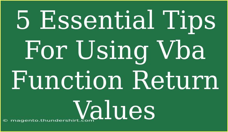 5 Essential Tips For Using Vba Function Return Values