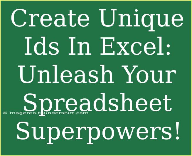 Create Unique Ids In Excel: Unleash Your Spreadsheet Superpowers!