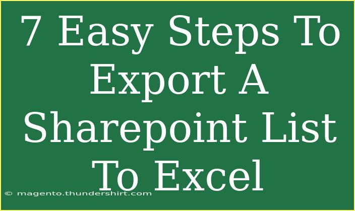 7 Easy Steps To Export A Sharepoint List To Excel