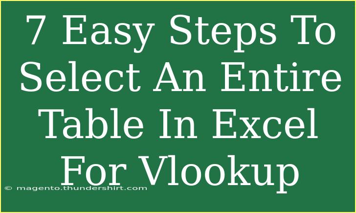 7 Easy Steps To Select An Entire Table In Excel For Vlookup