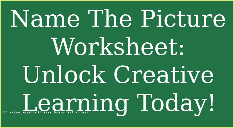 Name The Picture Worksheet: Unlock Creative Learning Today!