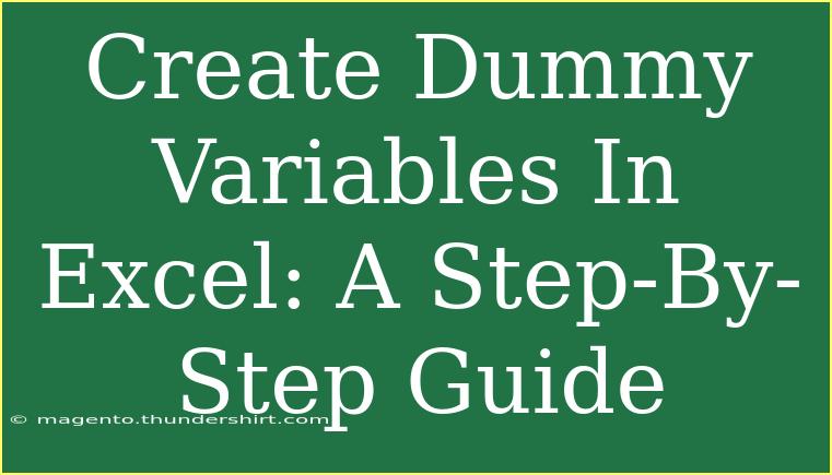 Create Dummy Variables In Excel: A Step-By-Step Guide