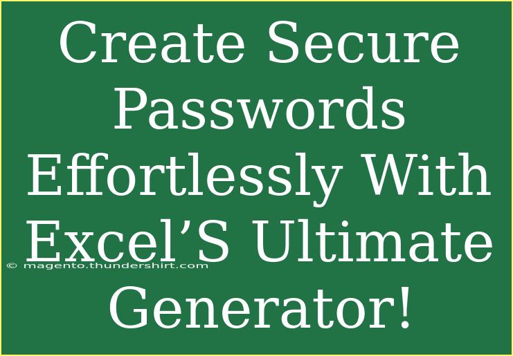 Create Secure Passwords Effortlessly With Excel’S Ultimate Generator!