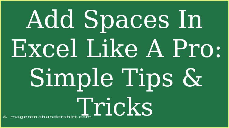 Add Spaces In Excel Like A Pro: Simple Tips & Tricks