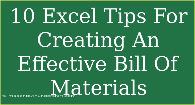 10 Excel Tips For Creating An Effective Bill Of Materials