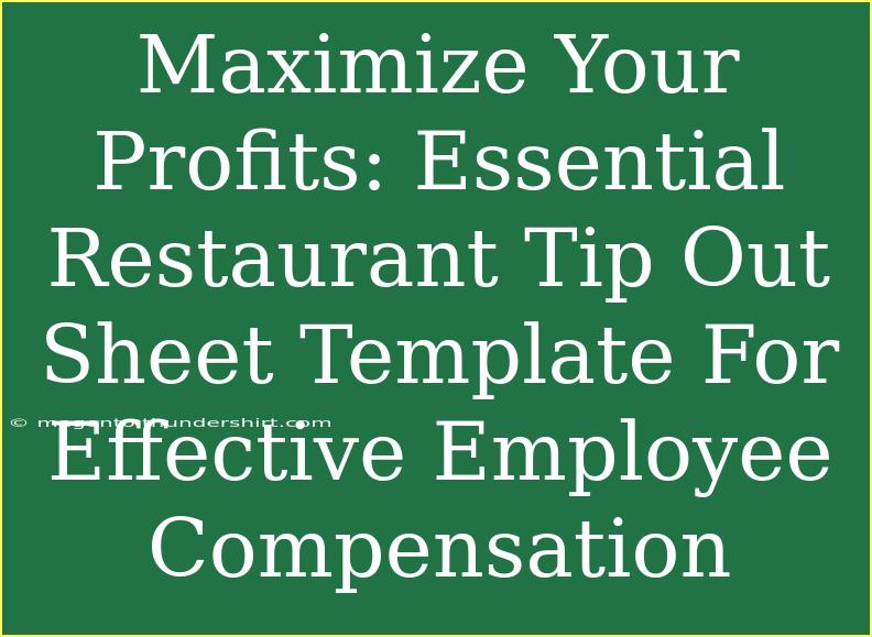 Maximize Your Profits: Essential Restaurant Tip Out Sheet Template For Effective Employee Compensation