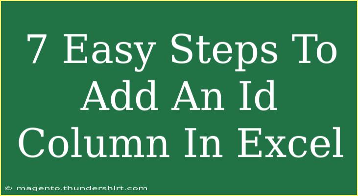 7 Easy Steps To Add An Id Column In Excel