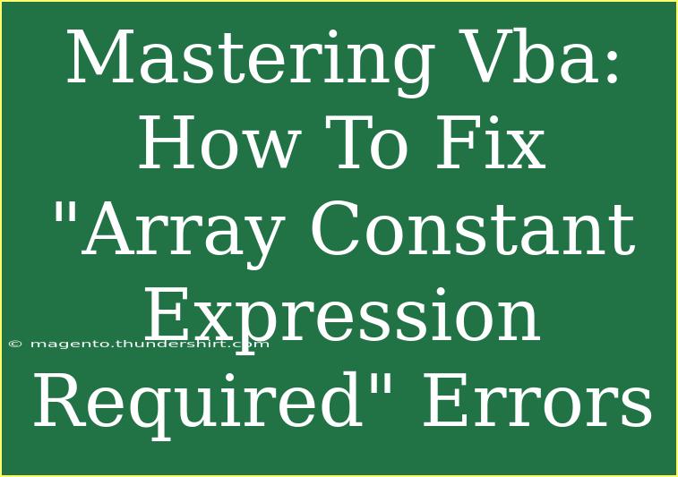 Mastering Vba: How To Fix 