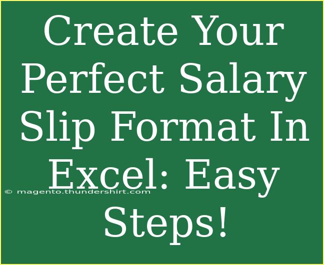 Create Your Perfect Salary Slip Format In Excel: Easy Steps!