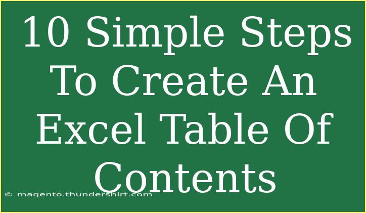 10 Simple Steps To Create An Excel Table Of Contents