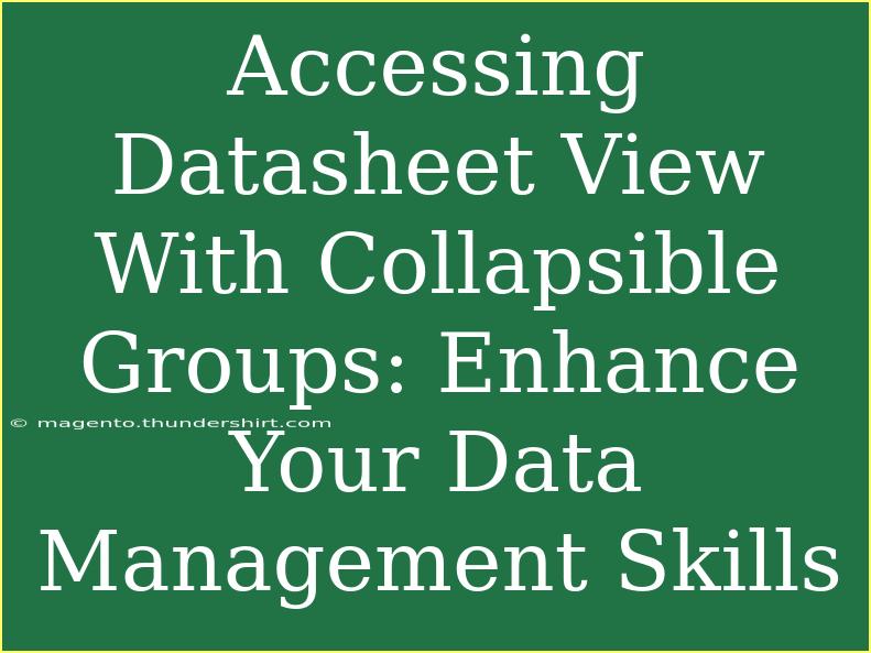 Accessing Datasheet View With Collapsible Groups: Enhance Your Data Management Skills